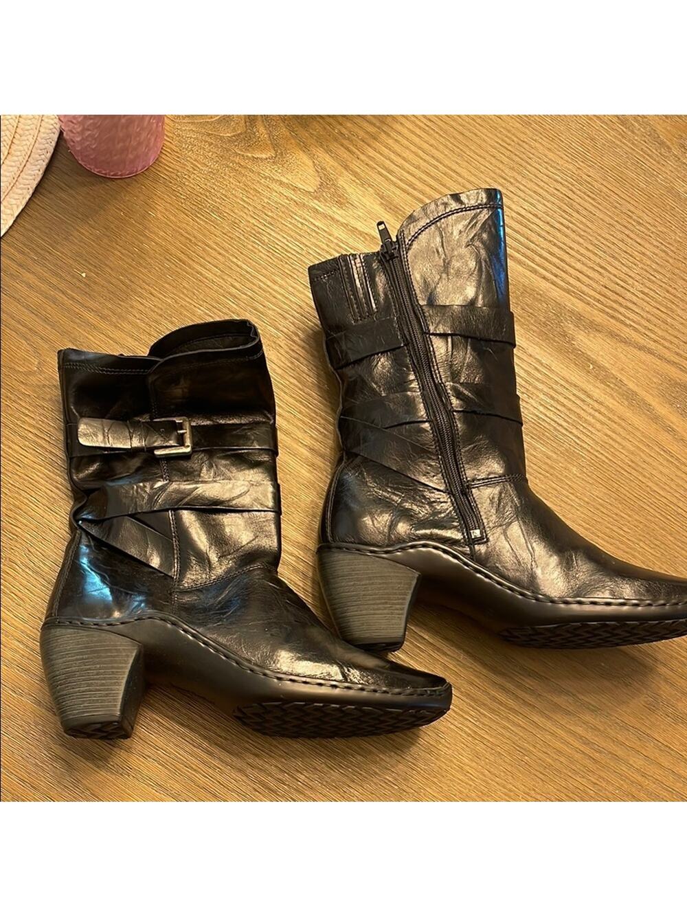 Josef Seibel new Leather faux furr lined Heeled Boots with Buckle